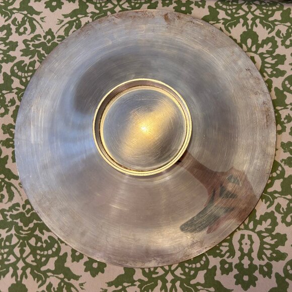 Silver 12" wedding cake stand with rose border, silverplate, footed - Picture 2 of 4